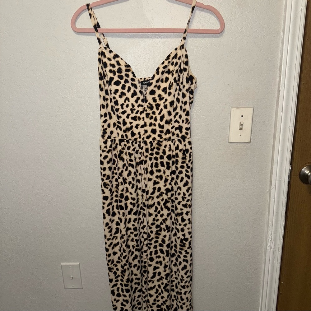 Express Leopard Print Spaghetti Strap Maxi Jumper - image 2